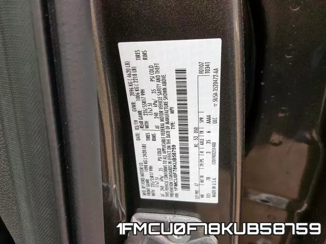 1FMCU0F78KUB58759 фото 2
