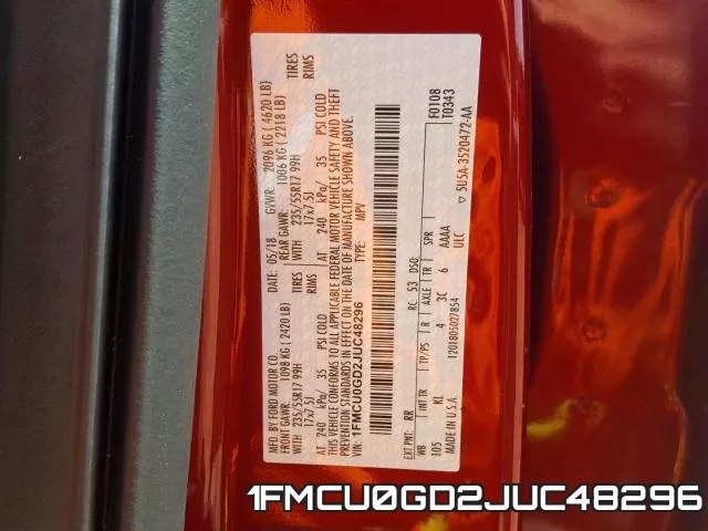 1FMCU0GD2JUC48296 фото 2