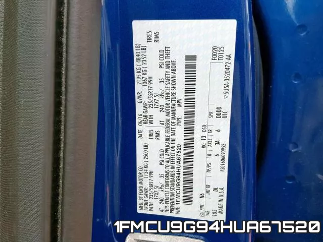 1FMCU9G94HUA67520 фото 2