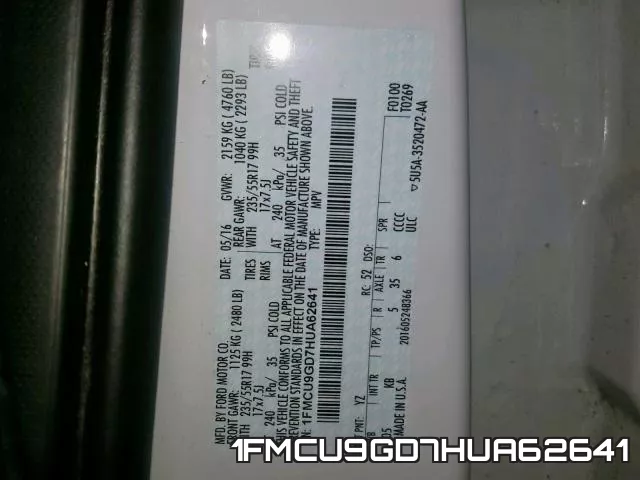 1FMCU9GD7HUA62641 фото 2