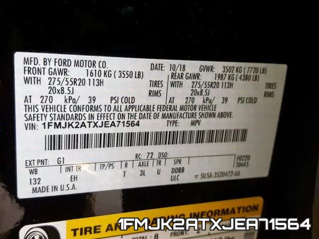 1FMJK2ATXJEA71564 фото 2