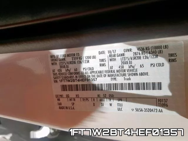 1FT7W2BT4HEF01357 фото 2