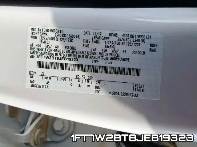 1FT7W2BT8JEB19323 фото 2
