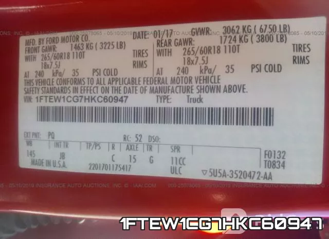 1FTEW1CG7HKC60947 фото 10