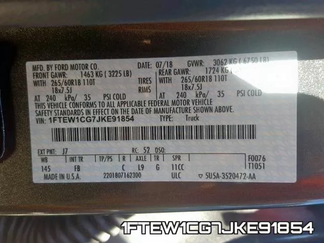 1FTEW1CG7JKE91854 фото 2