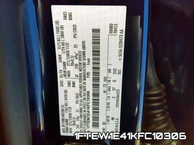 1FTEW1E41KFC10306 фото 2