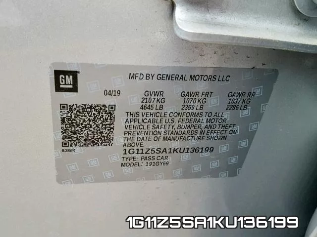 1G11Z5SA1KU136199 фото 2