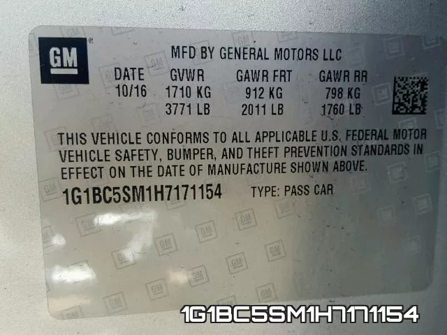 1G1BC5SM1H7171154 фото 2