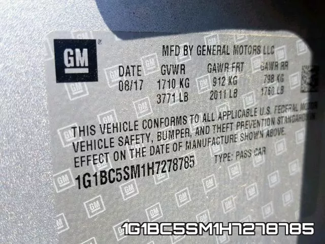 1G1BC5SM1H7278785 фото 2