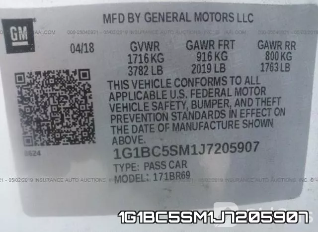 1G1BC5SM1J7205907 фото 10