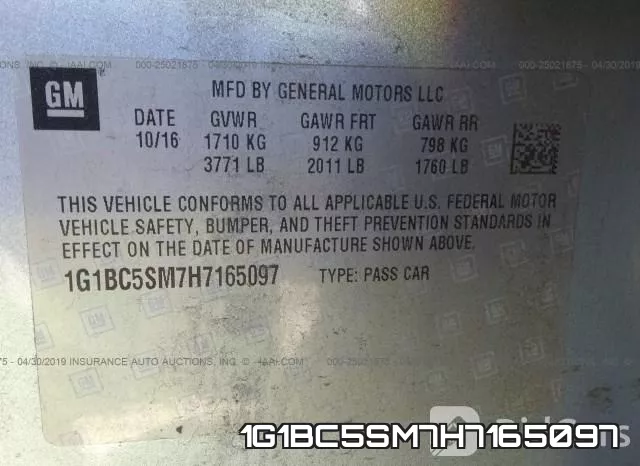 1G1BC5SM7H7165097 фото 10