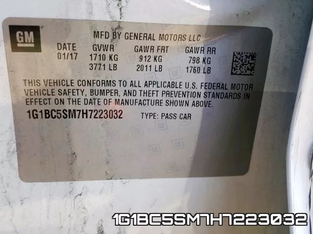 1G1BC5SM7H7223032 фото 2