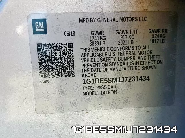 1G1BE5SM1J7231434 фото 2