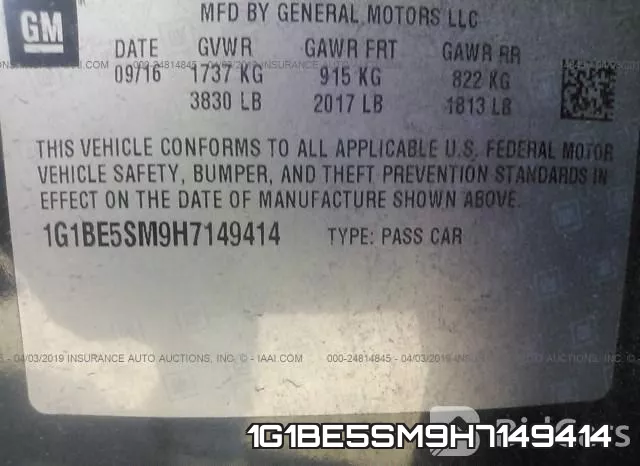 1G1BE5SM9H7149414 фото 10