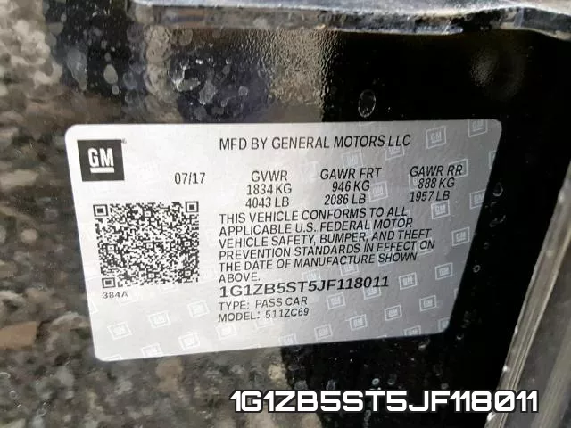 1G1ZB5ST5JF118011 фото 2