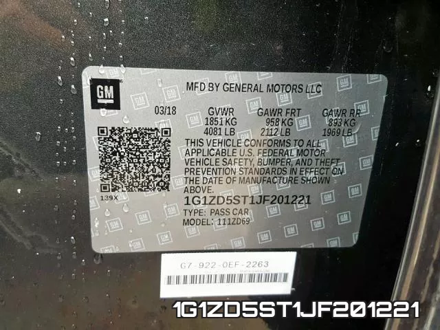 1G1ZD5ST1JF201221 фото 2