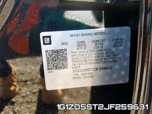 1G1ZD5ST2JF259631 фото 2