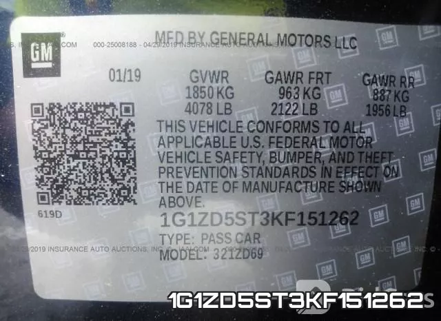1G1ZD5ST3KF151262 фото 10