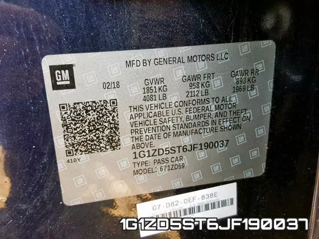 1G1ZD5ST6JF190037 фото 2