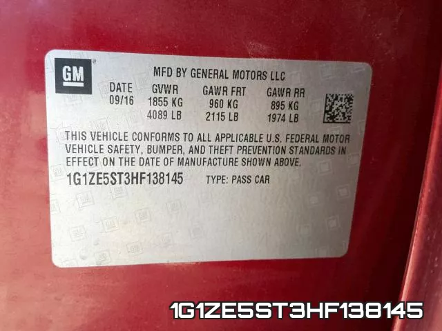1G1ZE5ST3HF138145 фото 2