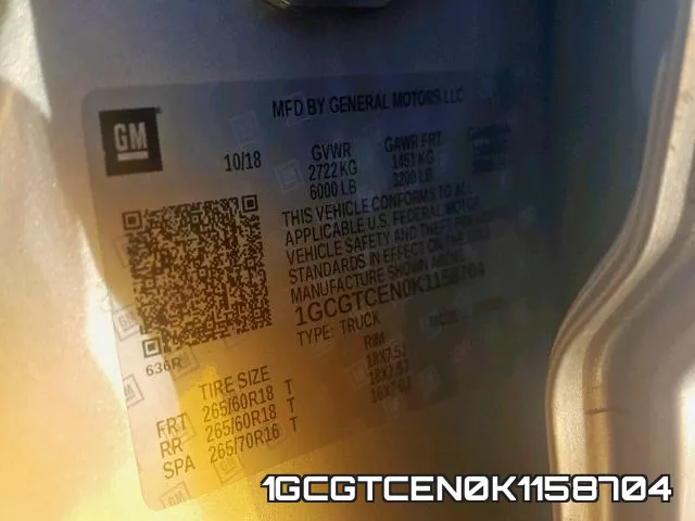 1GCGTCEN0K1158704 фото 2
