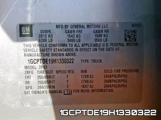 1GCPTDE19H1330322 фото 2