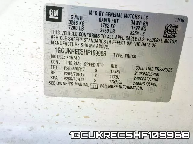 1GCUKREC5HF109968 фото 2