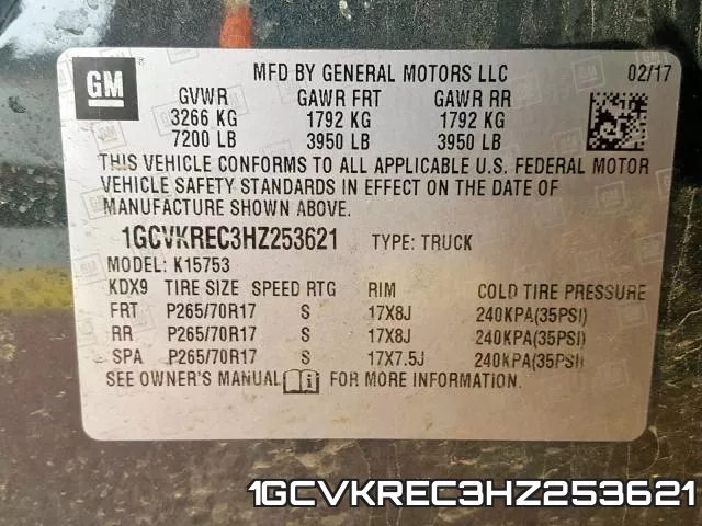 1GCVKREC3HZ253621 фото 2