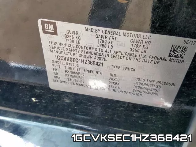 1GCVKSEC1HZ368421 фото 2