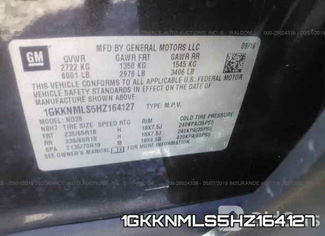 1GKKNMLS5HZ164127 фото 10