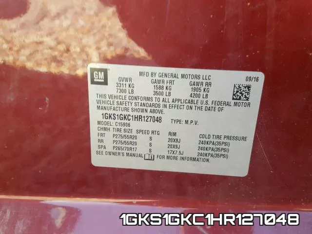1GKS1GKC1HR127048 фото 2