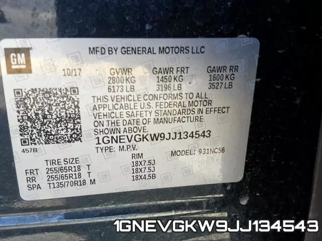 1GNEVGKW9JJ134543 фото 2