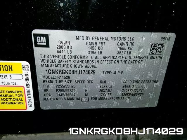 1GNKRGKD8HJ174029 фото 2