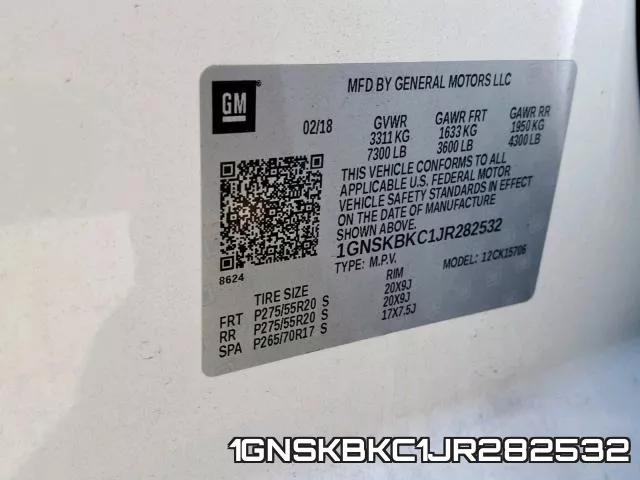 1GNSKBKC1JR282532 фото 2