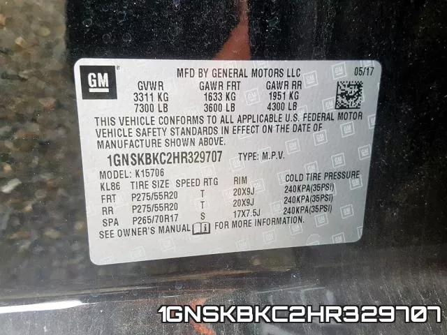1GNSKBKC2HR329707 фото 2
