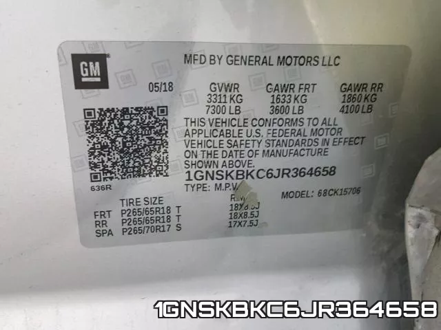 1GNSKBKC6JR364658 фото 2