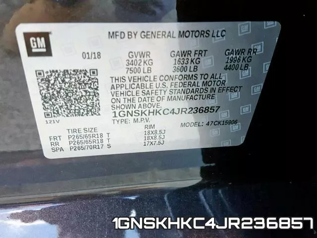 1GNSKHKC4JR236857 фото 2