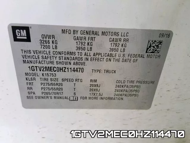 1GTV2MEC0HZ114470 фото 2