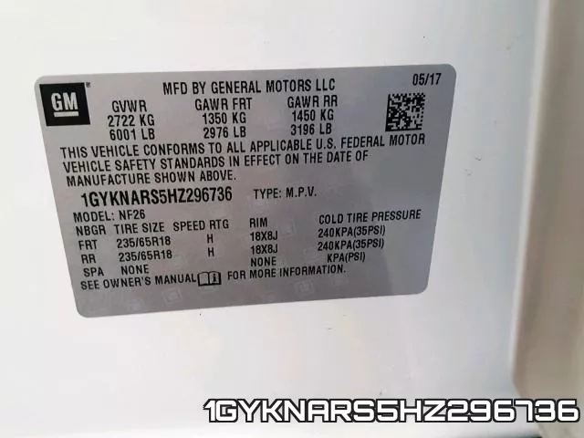1GYKNARS5HZ296736 фото 2