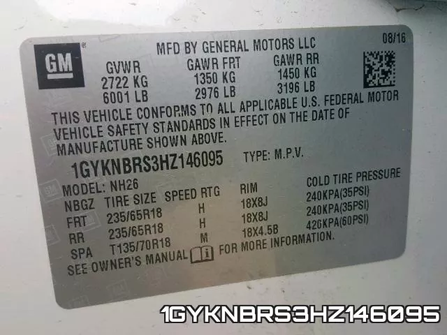 1GYKNBRS3HZ146095 фото 2