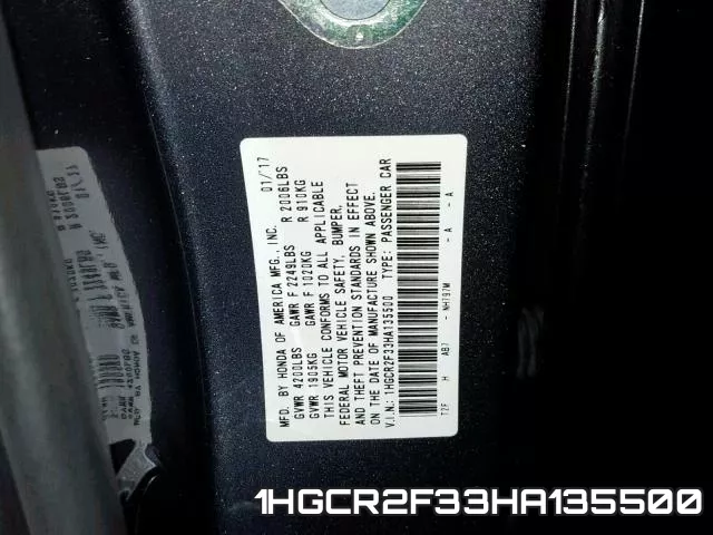 1HGCR2F33HA135500 фото 2