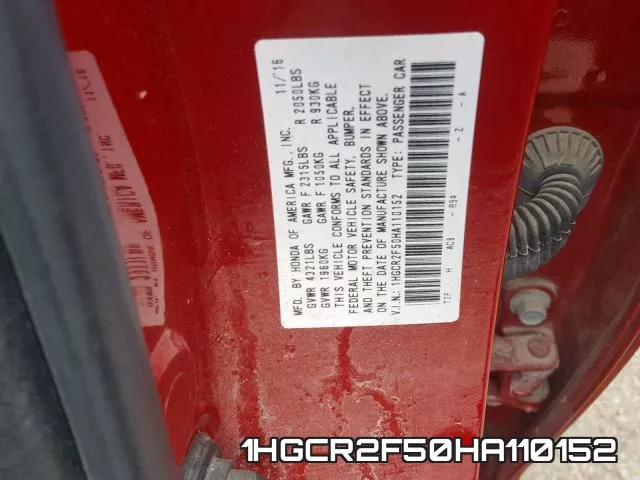 1HGCR2F50HA110152 фото 2
