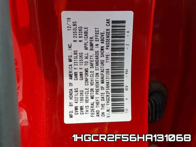 1HGCR2F56HA131068 фото 2