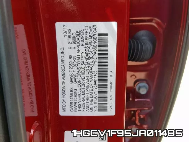 1HGCV1F95JA011485 фото 2