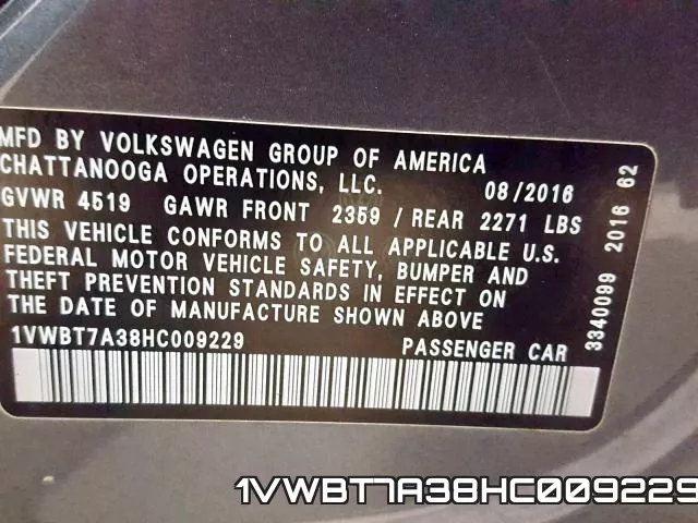 1VWBT7A38HC009229 фото 2