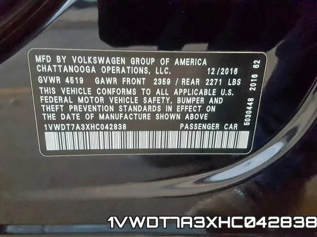 1VWDT7A3XHC042838 фото 2
