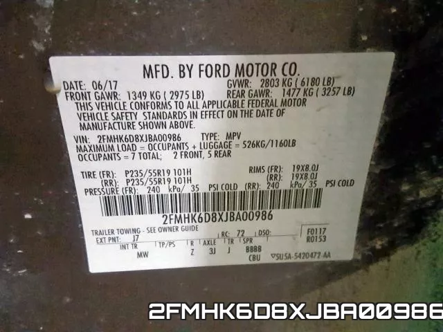 2FMHK6D8XJBA00986 фото 2