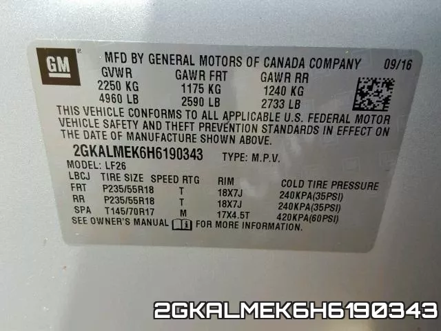 2GKALMEK6H6190343 фото 2