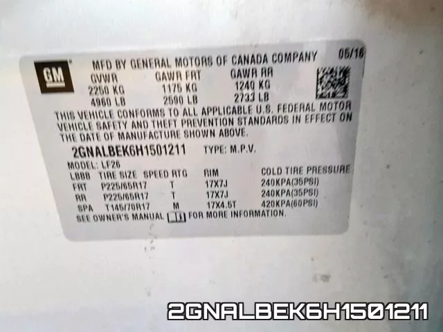 2GNALBEK6H1501211 фото 2