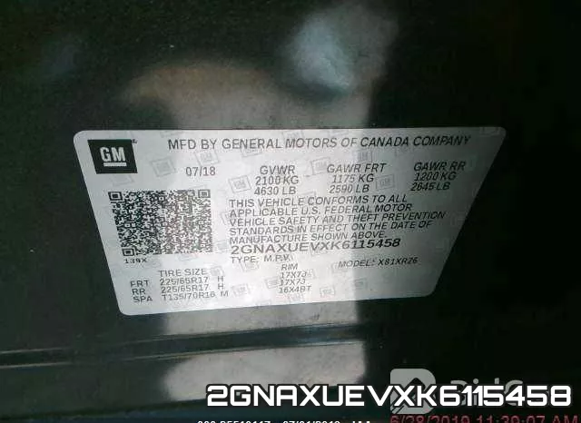 2GNAXUEVXK6115458 фото 10